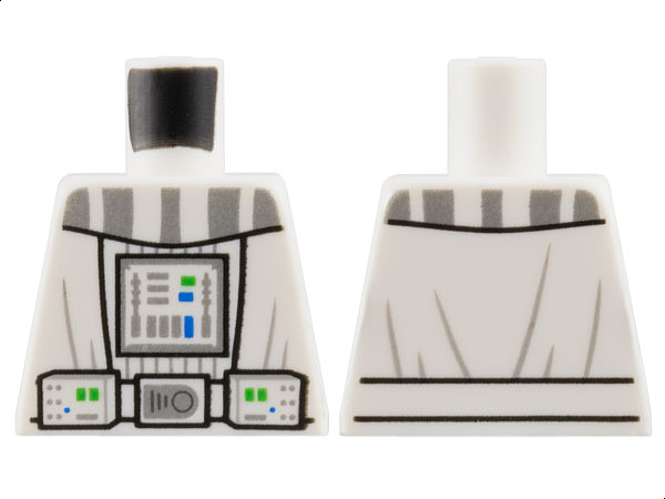 Torso SW Robe and Armor, Utility Belt, Silver Stripes, Chest Panel with Green and Blue Lights Pattern