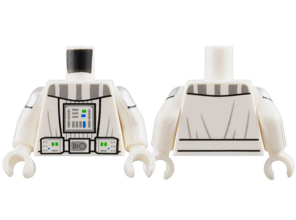 Torso SW Robe and Armor, Utility Belt, Silver Stripes, Chest Panel with Green and Blue Lights Pattern / White Arms with Armor Pattern / White Hands