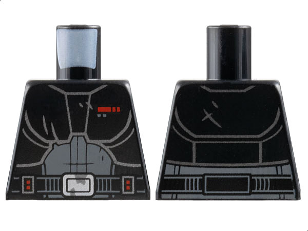 Torso SW Armor, Dark Bluish Gray Suit, Red Rectangle, Belt with Silver Buckle Pattern