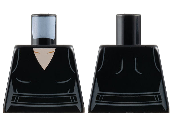 Torso Female V-Neck Dress with Sash and Dark Bluish Gray Contours, Light Nougat Neck Pattern