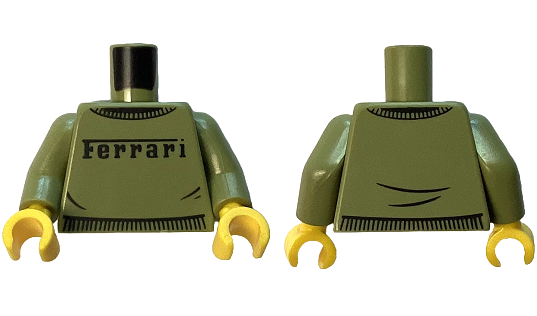 Torso Sweater with Black Ferrari Logo and Creases Pattern / Olive Green Arms / Yellow Hands