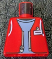 Torso Vest Open with Silver Zipper and White ID Badge over Sand Blue Shirt Pattern