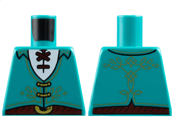 Torso Vest with Gold Filigree and Clasps, White Shirt with Dark Red Laces and Belt with Buckle Pattern