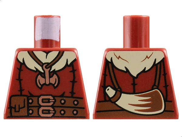 Torso Coat, Tan Fur Collar, Reddish Brown Belts, Copper Buckles, Axe Necklace, Cow Horn on Back Pattern