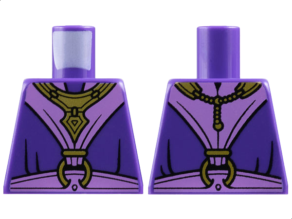 Torso Robe, Medium Lavender V Panel, Sash, Gold Bib Necklace and Clasp Ring Pattern