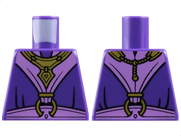 Torso Robe, Medium Lavender V Panel, Sash, Gold Bib Necklace and Clasp Ring Pattern
