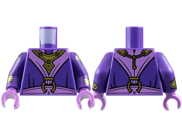 Torso Robe, Medium Lavender V Panel, Sash, Gold Bib Necklace and Clasp Ring Pattern / Dark Purple Arms with Armor and Bracelets Pattern / Medium Lavender Hands