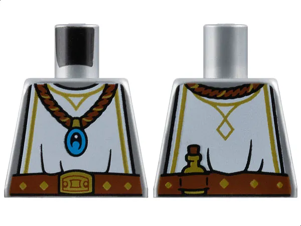 Torso White Surcoat, Reddish Brown Jewel Necklace and Belt, Gold Buckle and Trim Pattern