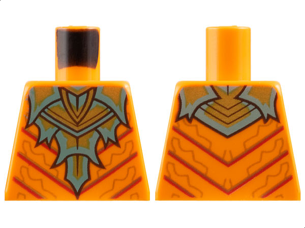 Torso Sand Green and Gold Armor with Spines over Robe with Red Stripes Pattern