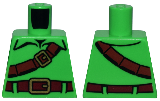 Torso Tunic, Reddish Brown Strap and Dark Red Belt with Gold Buckles Pattern