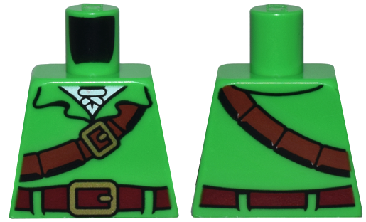 Torso Tunic, Reddish Brown Strap and Dark Red Belt with Gold Buckles, White Shirt Pattern