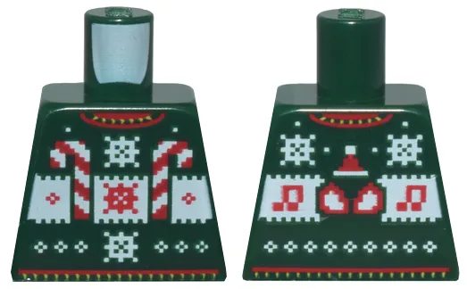 Torso Knit Fair Isle Holiday Sweater with Red and White Candy Canes, Snowflakes, Music Notes, and Spider-Man Eyes Pattern