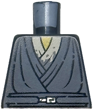 Torso SW Jedi Robe with Silver Belt Buckle, Tan Shirt with Dirt Stains, Yellow Neck, Simulated Wear Pattern