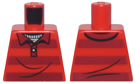 Torso Rugby Shirt with Dark Red Collar and Wide Stripes over Light Bluish Gray Shirt Pattern