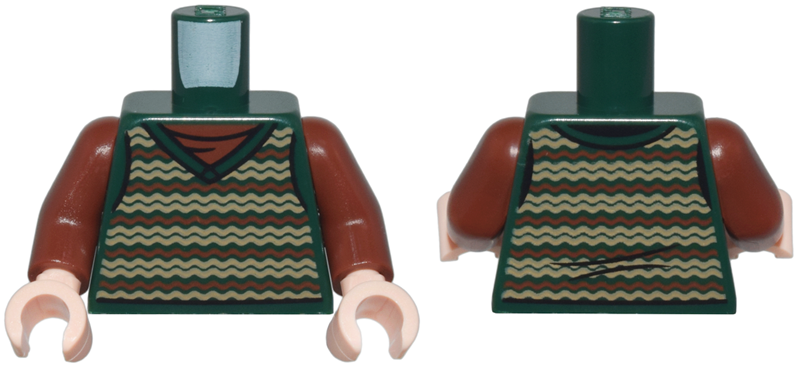 Torso Sweater Vest with Zigzag Reddish Brown and Tan Stripes over Shirt Pattern / Reddish Brown Arms / Light Nougat Hands