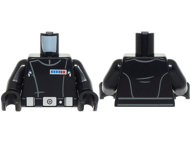 Torso SW Imperial Officer 20, Belt with Silver Buckle, Dot and 2 Boxes, Blue and Red Rank Badge, 2 Code Cylinders Pattern / Black Arms / Black Hands