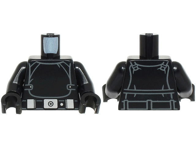 Torso SW Imperial Gunner Jumpsuit, Panel with Clasps with Silver Dots, Belt with Buckle, Dot and 2 Boxes Pattern / Black Arms / Black Hands