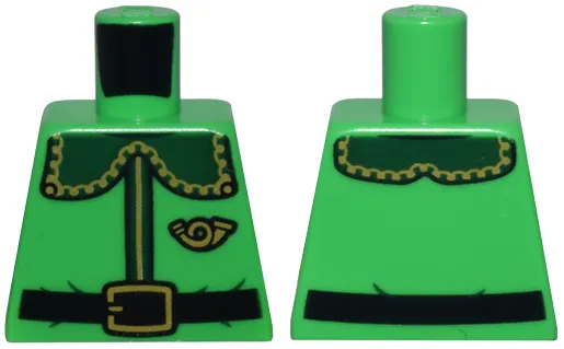 Torso Coat with Dark Green Collar with Gold Trim and Mail Horn, and Black Belt Pattern