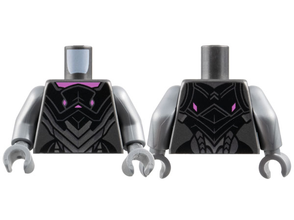 Torso Armor with Silver and Dark Silver Chevron Plates and Dark Pink Trim Pattern / Flat Silver Arms / Flat Silver Hands