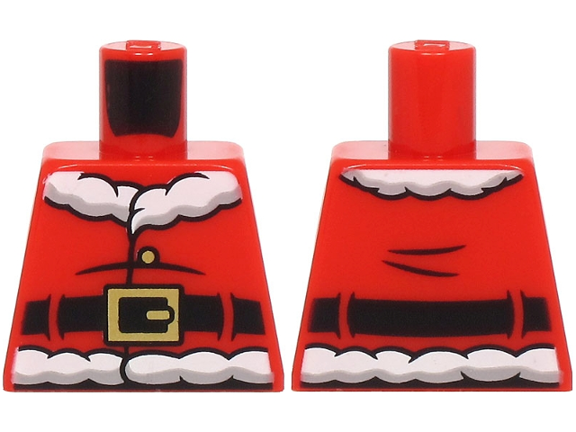 Torso Santa Jacket with White Fur Collar and Waistband, Black Creases and Belt with Gold Buckle Pattern