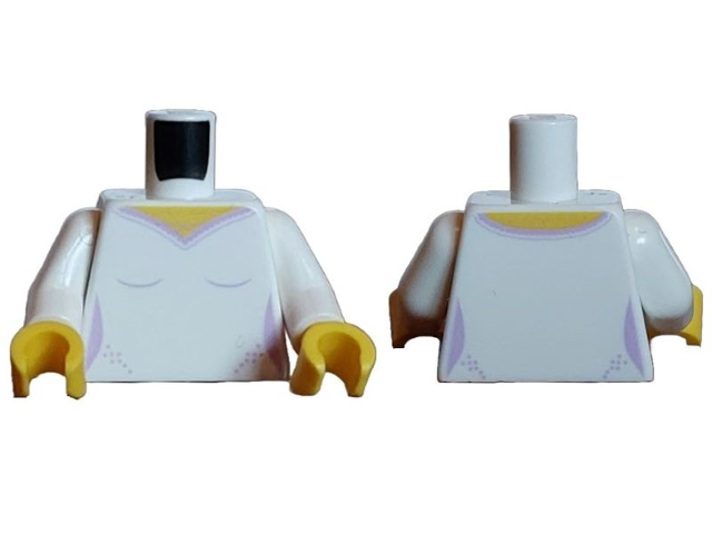 Torso Female Top with Medium Lavender Collar and Dots and Yellow Neck Pattern / White Arms / Yellow Hands