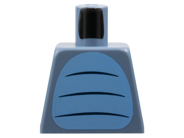 Torso Bright Light Blue Stomach with 3 Dark Blue Curved Lines Pattern