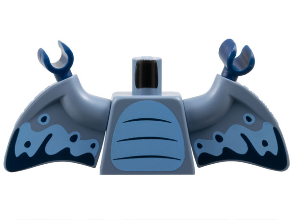 Torso Bright Light Blue Stomach with 3 Dark Blue Curved Lines Pattern / Sand Blue Arms with Wings, Pterodactyl with Bright Light Blue and Dark Blue Markings Pattern / Dark Blue Hands