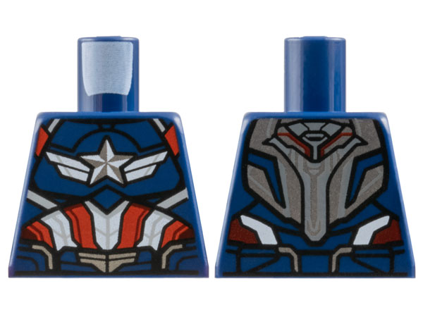 Torso Armor, Silver and White Star with Wings, Red Stripes Pattern