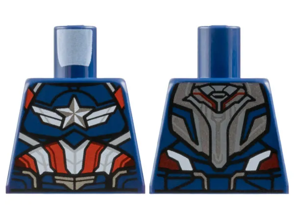 Torso Armor, Silver and White Star with Wings, Red Stripes Pattern