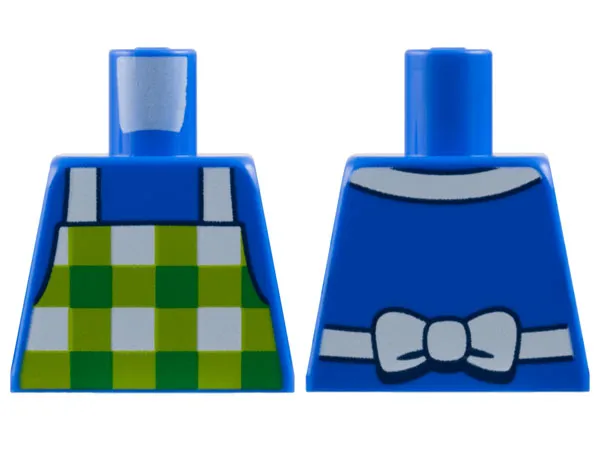 Torso Green and Lime Checkered Gingham Apron with White Straps Pattern