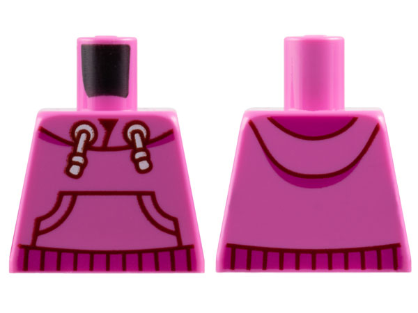 Torso Hoodie with White Drawstrings, Dark Red Outline Kangaroo Pocket, Magenta Hem Pattern