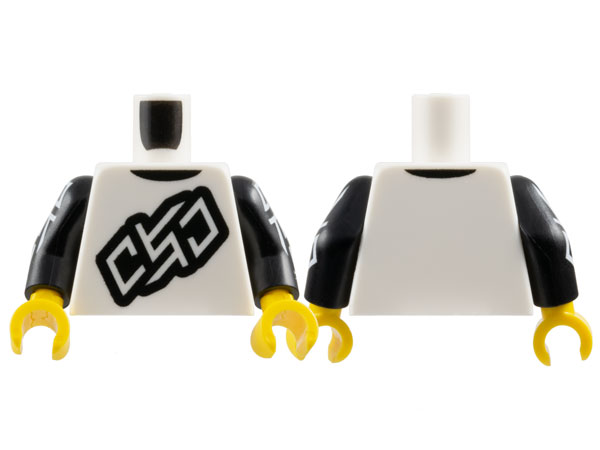 Torso Shirt with Black Outline Stylized 'OSO' and Collar Pattern / Black Arms with White Stylized 'OSO' Pattern / Yellow Hands