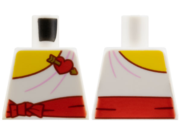 Torso Toga with Yellow Chest, Red Sash and Heart with Gold Arrow, Dark Red Outline and Bright Pink Folds Pattern