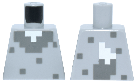 Torso Pixelated Dark Bluish Gray Fur Collar and Spots, White Neck, Wolf Tail on Back Pattern