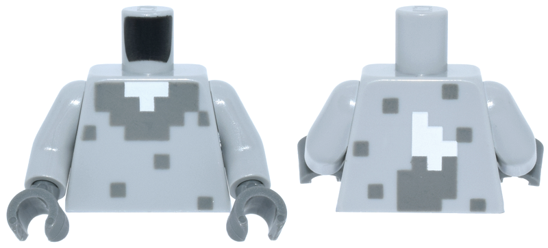 Torso Pixelated Dark Bluish Gray Fur Collar and Spots, White Neck, Wolf Tail on Back Pattern / Light Bluish Gray Arms / Dark Bluish Gray Hands