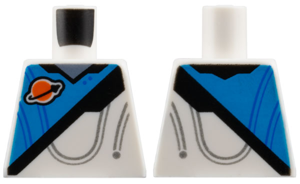 Torso Spacesuit with Dark Azure Panel, Classic Space Logo, Black Stripe, and Sand Blue Collar Pattern
