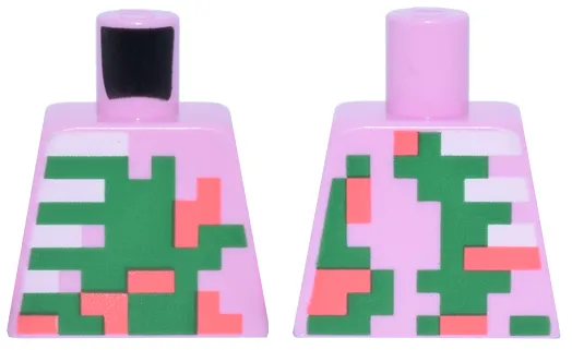 Torso Pixelated Zombie Coral Patches, Green Decaying Flesh, White Ribs Pattern