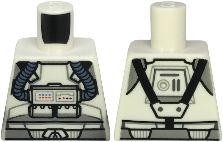 Torso SW Clone Pilot with Sand Blue Hoses, Black Straps, Light Bluish Gray Shoulders and Belt Pattern