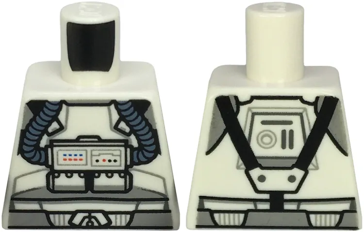 Torso SW Clone Pilot with Sand Blue Hoses, Black Straps, Light Bluish Gray Shoulders and Belt Pattern