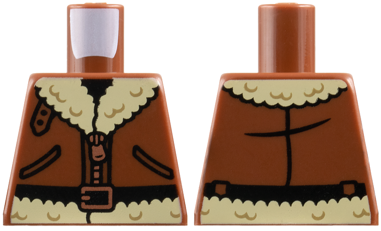 Torso Aviator Bomber Jacket with Pockets, Copper Zipper and Tan Fur Collar and Lining, Black Belt with Buckle Pattern