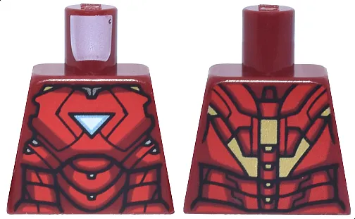 Torso Armor with Metallic Light Blue and White Triangle Arc Reactor, Red Panels, Gold Trim on Back Pattern (Iron Man Mark 6)