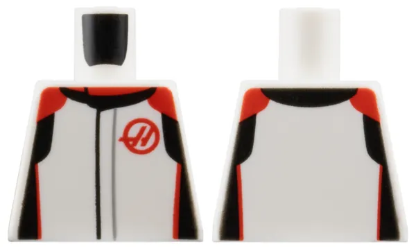 Torso Racing Suit with Black and Red Collar, Shoulders, Sides and Haas Formula 1 Logo Stylized Capital Letter H Pattern