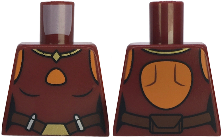 Torso SW Ahsoka Vest Top with Hole, Reddish Brown Belt, Gold Buckle and Necklace Pattern