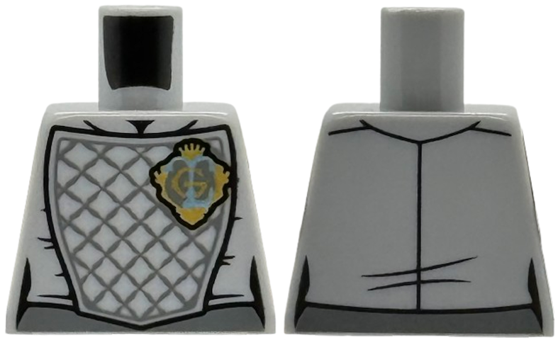 Torso Armor with Dark Bluish Gray Lattice Padding, Gold Crest Badge with Crown and Capital Letter G Pattern