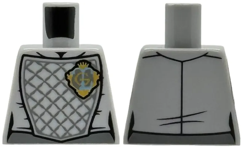 Torso Armor with Dark Bluish Gray Lattice Padding, Gold Crest Badge with Crown and Capital Letter G Pattern