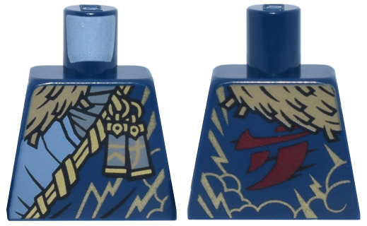 Torso Tunic Gold Trim, Charms and Lightning, Dark Tan Wrap, Dark Red Ninjago Logogram 'J' Pattern