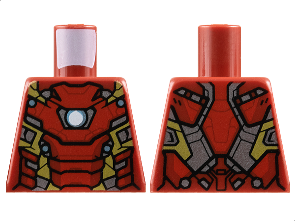 Torso Armor with Metallic Light Blue and White Circle Arc Reactor, Red Panels, Gold and Silver Trim Pattern (Iron Man Mark 46)