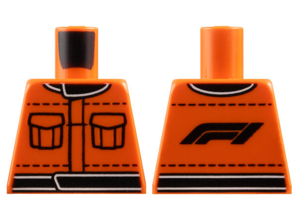 Torso Racing Suit with Black Pockets, Stitching, Collar and Waistband, Formula 1 Logo Stylized 'F1' on Back Pattern