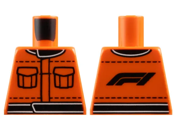 Torso Racing Suit with Black Pockets, Stitching, Collar and Waistband, Formula 1 Logo Stylized 'F1' on Back Pattern