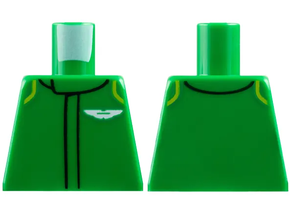 Torso Racing Suit with White Aston Martin Logo and Lime Curved Stripes on Shoulders Pattern